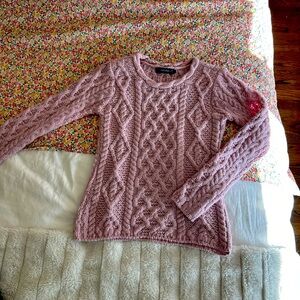 Fisherman knit pink wool sweater from
Ireland. NWOT